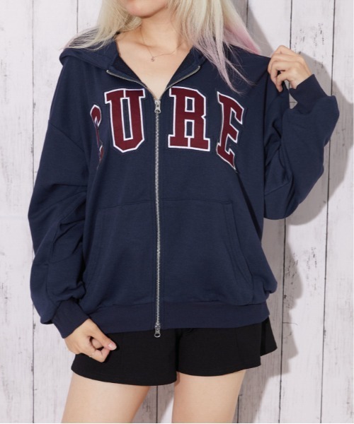 GORGE（ゴージ）の「ビッグロゴ ジップパーカー｜全3色（パーカー・レディース・杢グレー/ネイビー/モカ・F）」の4枚目の写真