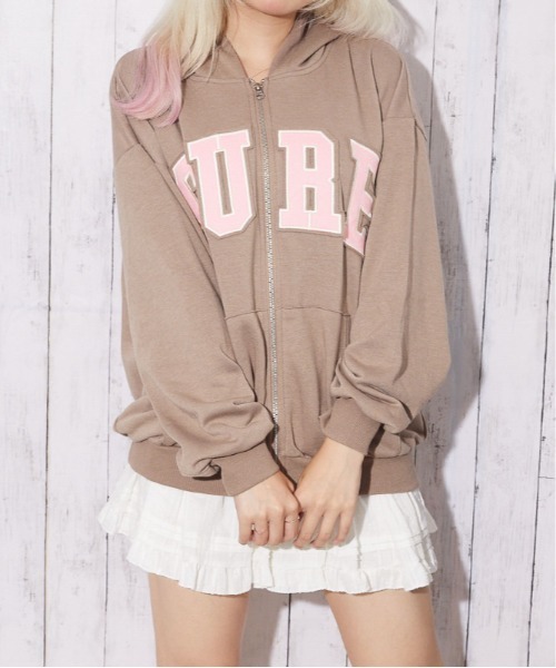 GORGE（ゴージ）の「ビッグロゴ ジップパーカー｜全3色（パーカー・レディース・杢グレー/ネイビー/モカ・F）」の10枚目の写真