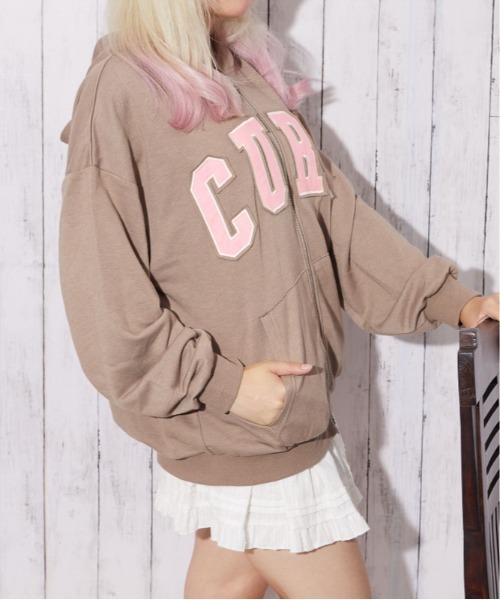 GORGE（ゴージ）の「ビッグロゴ ジップパーカー｜全3色（パーカー・レディース・杢グレー/ネイビー/モカ・F）」の11枚目の写真