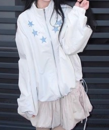 SHERU（シェル）の「星柄グラフィック ハイネックナイロンブルゾン　トラックジャケット　裾ドロスト（ブルゾン）」