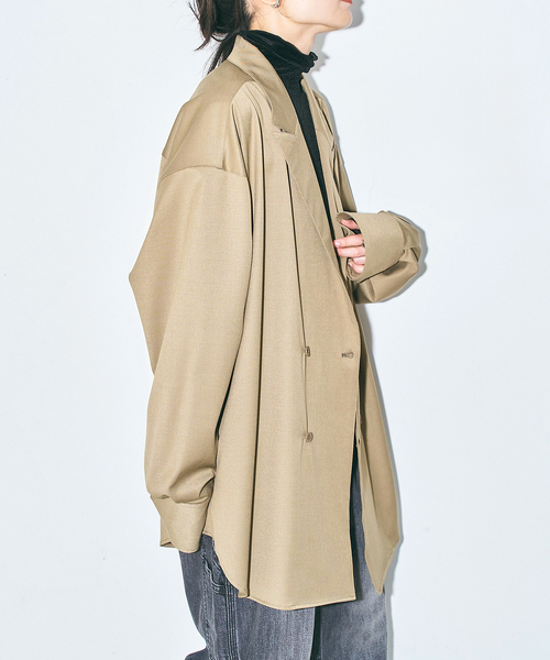 CITYSHOP(シティーショップ)の「TWILL SHIRT ジャケット(シャツ/ブラウス・レディース・ベージュ/ブラック・FREE)」の2枚目の写真