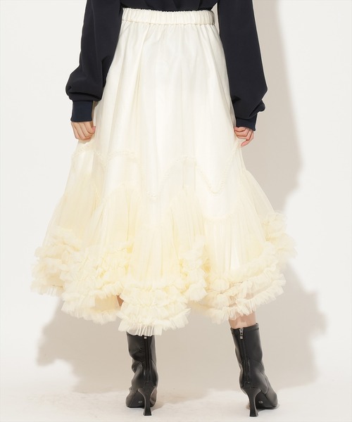 AND COUTURE(アンドクチュール)の「ボリュームフリルヘムチュールスカート(スカート・レディース・アイボリー/ブラック/オレンジ/グレー・FREE)」の22枚目の写真