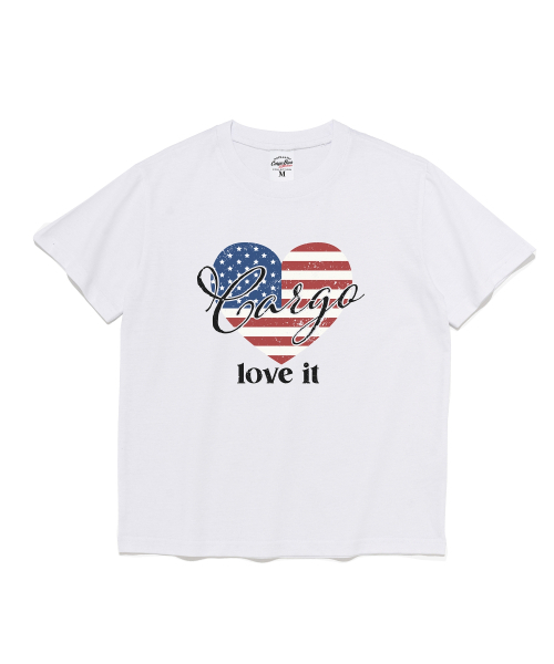 CARGOBROS FOR WOMAN(カーゴブロスフォーウィメン)の「カーゴハートフラッググラフィックウィメンズ半袖Tシャツ(ホワイト)(Tシャツ/カットソー・レディース・その他・MEDIUM/SMALL)」の1枚目の写真