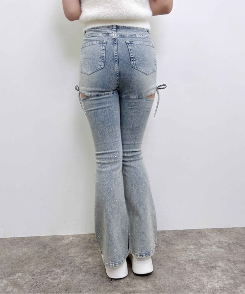 INGNI(イング)の「サイドリボンビジュー付フレアデニムパンツ(デニムパンツ・レディース・ブルー系その他/グレー/ブルー系その他3/ブルー系その他4・S/M)」の20枚目の写真