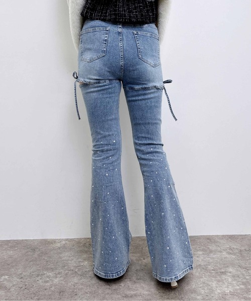 INGNI(イング)の「サイドリボンビジュー付フレアデニムパンツ(デニムパンツ・レディース・ブルー系その他/グレー/ブルー系その他3/ブルー系その他4・S/M)」の14枚目の写真