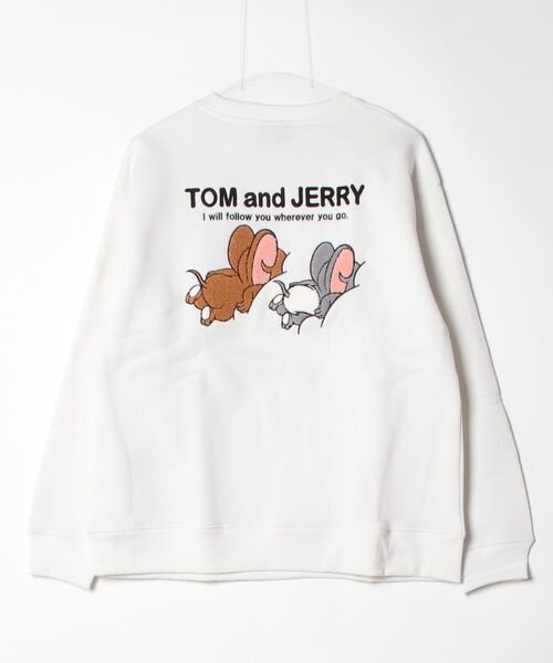 Tom&Jerry(トムアンドジェリー)の「【TOM & JERRY/トムとジェリー】キャラクターサガラ刺繍クルーネックスウェット(裏起毛) ユニセックス(スウェット・レディース・スミクロ/ブラック/オートミール/サックスブルー/オフホワイト/グレイッシュベージュ・LARGE/MEDIUM)」の7枚目の写真