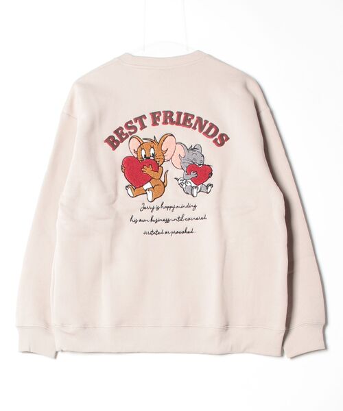 Tom&Jerry(トムアンドジェリー)の「【TOM & JERRY/トムとジェリー】キャラクターサガラ刺繍クルーネックスウェット(裏起毛) ユニセックス(スウェット・レディース・スミクロ/ブラック/オートミール/サックスブルー/オフホワイト/グレイッシュベージュ・LARGE/MEDIUM)」の8枚目の写真