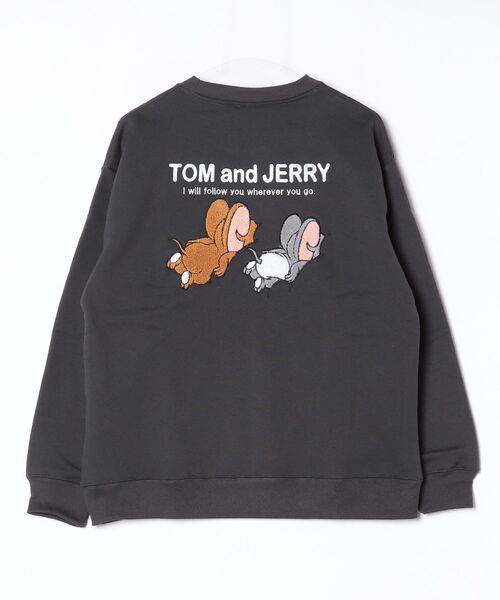 Tom&Jerry(トムアンドジェリー)の「【TOM & JERRY/トムとジェリー】キャラクターサガラ刺繍クルーネックスウェット(裏起毛) ユニセックス(スウェット・レディース・スミクロ/ブラック/オートミール/サックスブルー/オフホワイト/グレイッシュベージュ・LARGE/MEDIUM)」の9枚目の写真