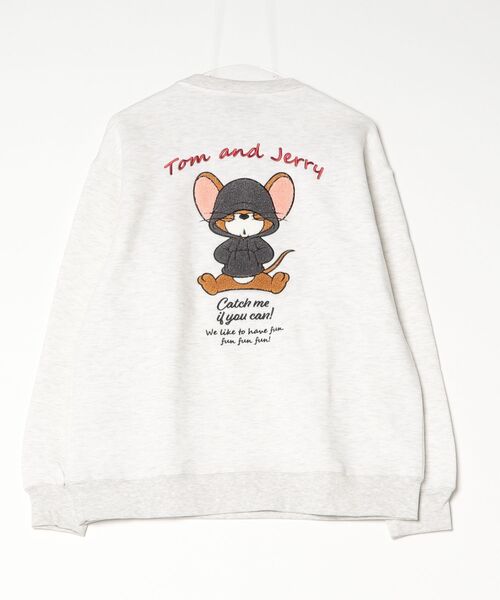 Tom&Jerry(トムアンドジェリー)の「【TOM & JERRY/トムとジェリー】キャラクターサガラ刺繍クルーネックスウェット(裏起毛) ユニセックス(スウェット・レディース・スミクロ/ブラック/オートミール/サックスブルー/オフホワイト/グレイッシュベージュ・LARGE/MEDIUM)」の11枚目の写真