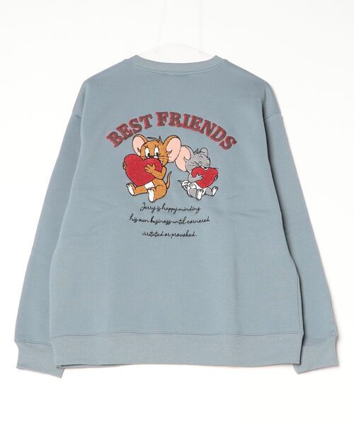 Tom&Jerry(トムアンドジェリー)の「【TOM & JERRY/トムとジェリー】キャラクターサガラ刺繍クルーネックスウェット(裏起毛) ユニセックス(スウェット・レディース・スミクロ/ブラック/オートミール/サックスブルー/オフホワイト/グレイッシュベージュ・LARGE/MEDIUM)」の12枚目の写真