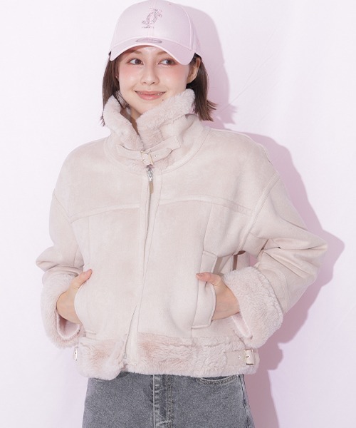 JILL by JILL STUART(ジルバイジルスチュアート)の「フェイクムートンフライトジャケット(ムートンコート・レディース・ベージュ/ピンク・SMALL/MEDIUM)」の1枚目の写真