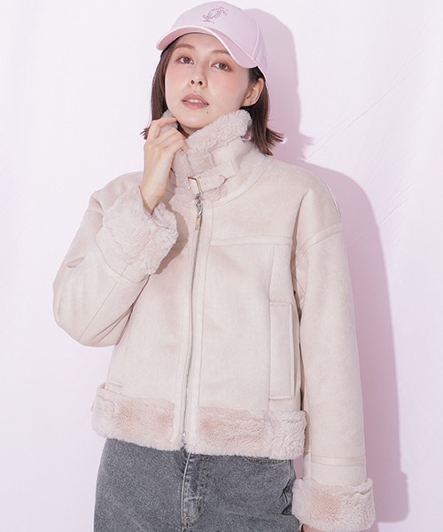 JILL by JILL STUART(ジルバイジルスチュアート)の「フェイクムートンフライトジャケット(ムートンコート・レディース・ベージュ/ピンク・SMALL/MEDIUM)」の22枚目の写真