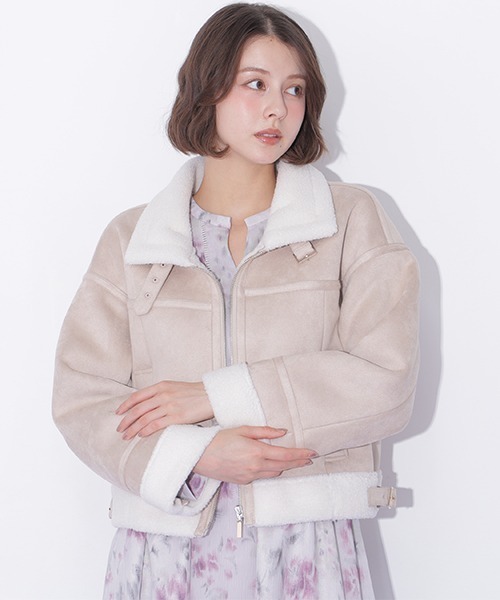 JILL by JILL STUART(ジルバイジルスチュアート)の「フェイクムートンフライトジャケット(ムートンコート・レディース・ベージュ/ピンク・SMALL/MEDIUM)」の18枚目の写真