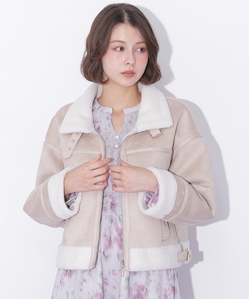 JILL by JILL STUART(ジルバイジルスチュアート)の「フェイクムートンフライトジャケット(ムートンコート・レディース・ベージュ/ピンク・SMALL/MEDIUM)」の17枚目の写真