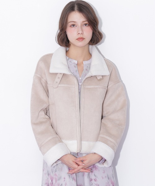 JILL by JILL STUART(ジルバイジルスチュアート)の「フェイクムートンフライトジャケット(ムートンコート・レディース・ベージュ/ピンク・SMALL/MEDIUM)」の19枚目の写真