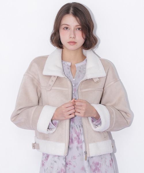JILL by JILL STUART(ジルバイジルスチュアート)の「フェイクムートンフライトジャケット(ムートンコート・レディース・ベージュ/ピンク・SMALL/MEDIUM)」の21枚目の写真
