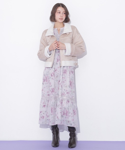 JILL by JILL STUART(ジルバイジルスチュアート)の「フェイクムートンフライトジャケット(ムートンコート・レディース・ベージュ/ピンク・SMALL/MEDIUM)」の12枚目の写真