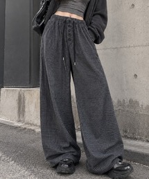 ルーズシルエット チェックワイドイージーパンツ