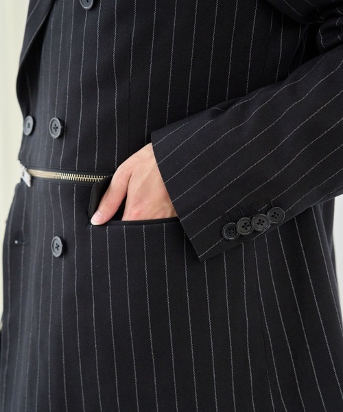 VI E DIT(ヴィエディット)の「BROKEN LINE ZIP JACKET/ブロークンラインジップジャケット/セットアップ着用可能(テーラードジャケット・メンズ・ストライプ/グレー・2/1)」の13枚目の写真