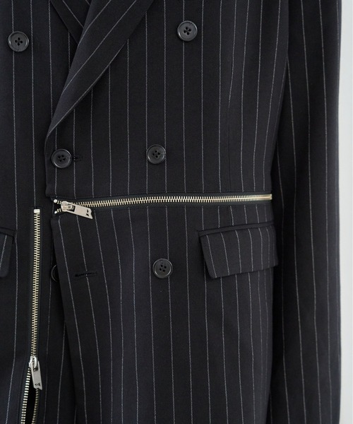 VI E DIT(ヴィエディット)の「BROKEN LINE ZIP JACKET/ブロークンラインジップジャケット/セットアップ着用可能(テーラードジャケット・メンズ・ストライプ/グレー・2/1)」の14枚目の写真