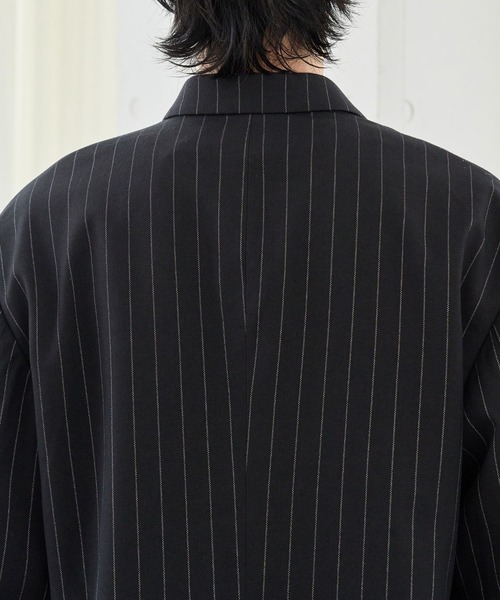 VI E DIT(ヴィエディット)の「BROKEN LINE ZIP JACKET/ブロークンラインジップジャケット/セットアップ着用可能(テーラードジャケット・メンズ・ストライプ/グレー・2/1)」の6枚目の写真