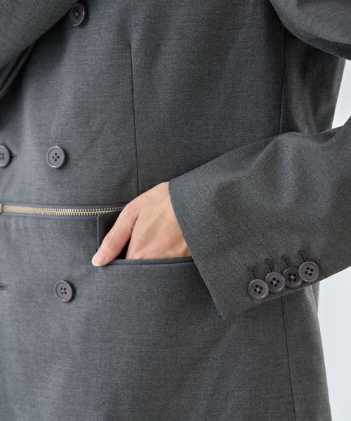 VI E DIT(ヴィエディット)の「BROKEN LINE ZIP JACKET/ブロークンラインジップジャケット/セットアップ着用可能(テーラードジャケット・メンズ・ストライプ/グレー・2/1)」の15枚目の写真