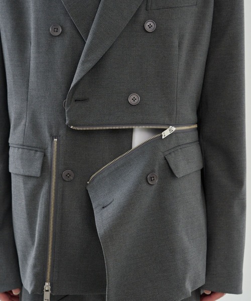 VI E DIT(ヴィエディット)の「BROKEN LINE ZIP JACKET/ブロークンラインジップジャケット/セットアップ着用可能(テーラードジャケット・メンズ・ストライプ/グレー・2/1)」の17枚目の写真