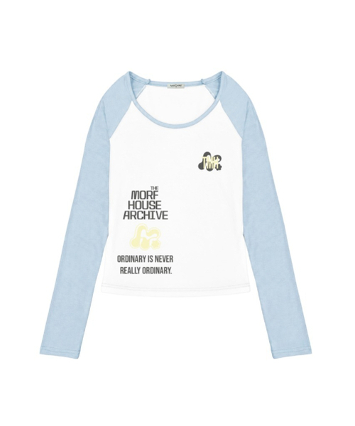 THEMORFHOUSE(ザモーフハウス)の「MORP ペットハウス アーカイビングプリント配色 Uネック ロングスリーブ ライトブルー(Tシャツ/カットソー・レディース・その他・MEDIUM)」の1枚目の写真
