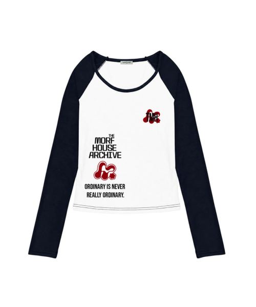 THEMORFHOUSE(ザモーフハウス)の「MORP ペットハウス アーカイビングプリント配色 Uネック ロングスリーブ ライトブルー(Tシャツ/カットソー・レディース・その他・MEDIUM)」の3枚目の写真