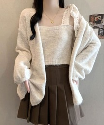 【2点セット】レース リボン キャミ アンサンブル