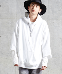 GD カットオフ オーバーサイズ ビッグシルエット ドロップショルダー フーディー スウェット パーカー