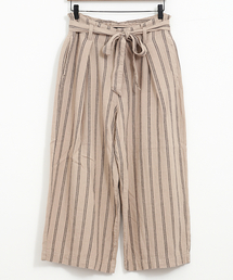 CUBE SUGAR | 麻レーヨン先染めストライプ ガウチョパンツ(その他パンツ)