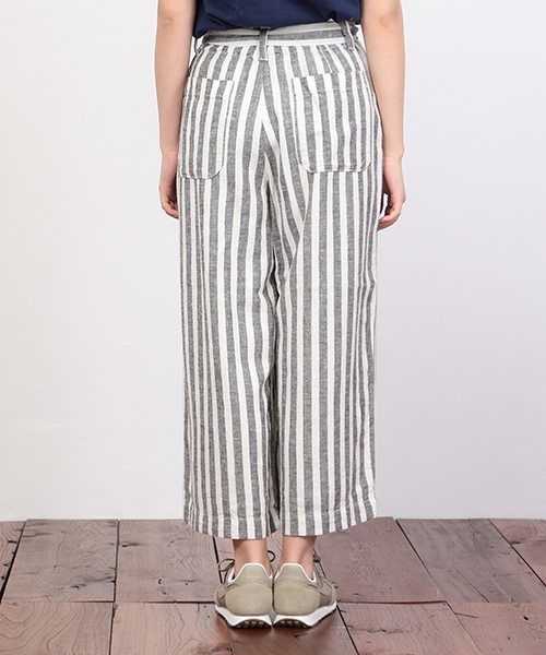 CUBE SUGAR（キューブシュガー）の「麻レーヨン先染めストライプ ガウチョパンツ（その他パンツ・レディース・ベージュ/ネイビー/ナチュラル・M/S）」の13枚目の写真