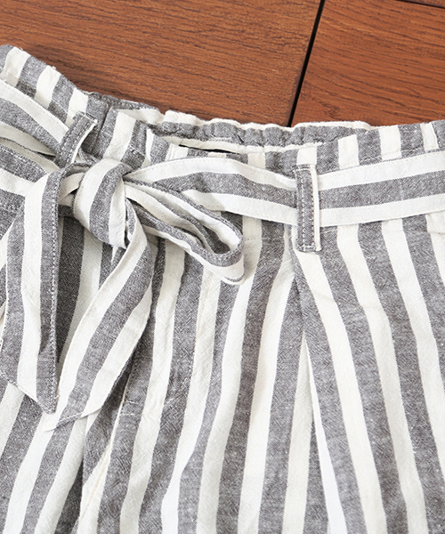 CUBE SUGAR（キューブシュガー）の「麻レーヨン先染めストライプ ガウチョパンツ（その他パンツ・レディース・ベージュ/ネイビー/ナチュラル・M/S）」の15枚目の写真