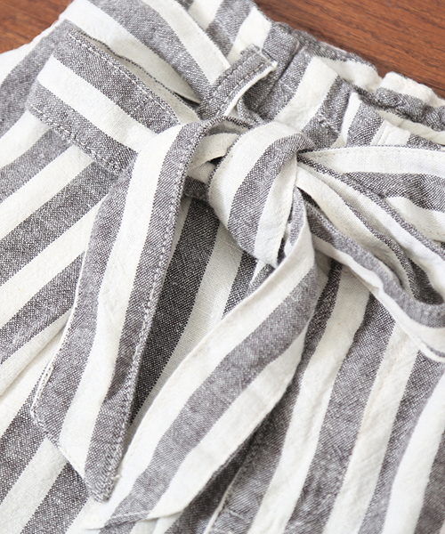 CUBE SUGAR（キューブシュガー）の「麻レーヨン先染めストライプ ガウチョパンツ（その他パンツ・レディース・ベージュ/ネイビー/ナチュラル・M/S）」の4枚目の写真