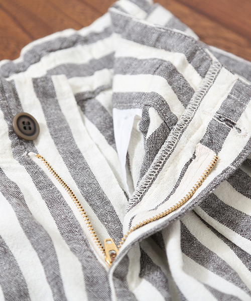 CUBE SUGAR（キューブシュガー）の「麻レーヨン先染めストライプ ガウチョパンツ（その他パンツ・レディース・ベージュ/ネイビー/ナチュラル・M/S）」の7枚目の写真