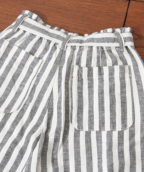 CUBE SUGAR（キューブシュガー）の「麻レーヨン先染めストライプ ガウチョパンツ（その他パンツ・レディース・ベージュ/ネイビー/ナチュラル・M/S）」の8枚目の写真