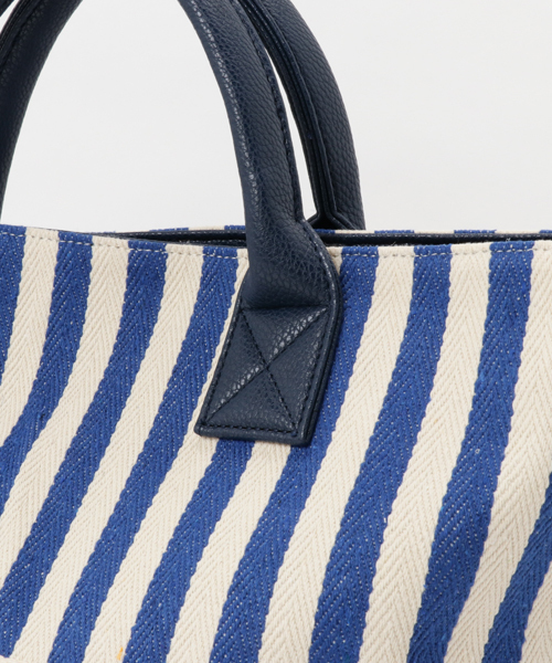 LBC（エルビーシー）の「ストライプコンビトート                   （トートバッグ・レディース・ブルー/ベージュ/ブラック・ONE SIZE）」の6枚目の写真