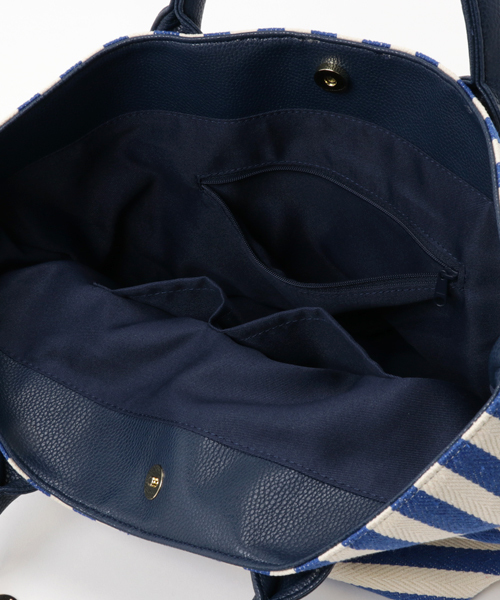 LBC（エルビーシー）の「ストライプコンビトート                   （トートバッグ・レディース・ブルー/ベージュ/ブラック・ONE SIZE）」の8枚目の写真