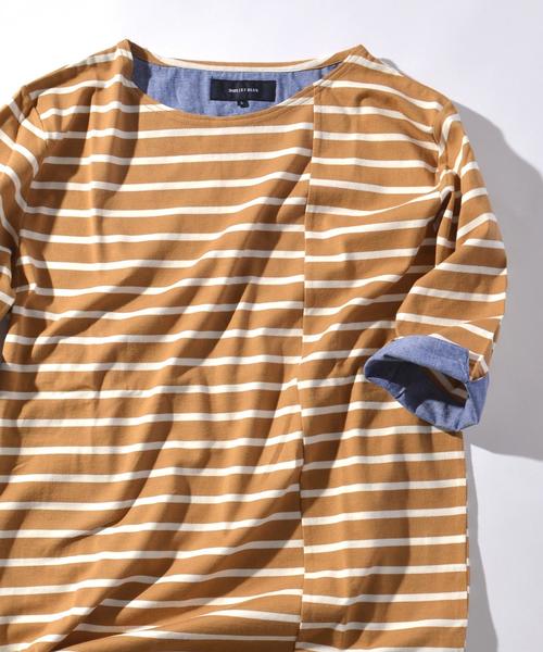 SHIPS JET BLUE（シップスジェットブルー）の「SHIPS JET BLUE: ミスマッチボーダー 5スリーブTee◇（Tシャツ/カットソー・メンズ・レッド/ブラック/ネイビー/カーキ/ブラック系その他・X-LARGE/MEDIUM/LARGE/SMALL）」の4枚目の写真