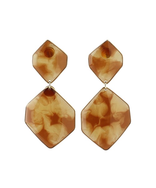 ANEMONE(アネモネ)の「ダブルヘキサゴンのつやつやピアス(ピアス(両耳用)・レディース・ベージュ/ブラウン/ブルー/グリーン/ライトピンク/ライトブラウン/パープル/グレー/エメラルド・FREE)」の4枚目の写真