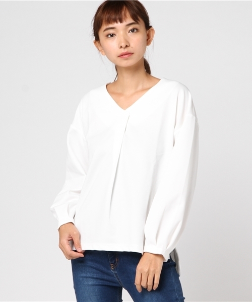 VENCEEXCHANGE（ヴァンスエクスチェンジ）の「ツイル風カットソープルオーバー                    （Tシャツ/カットソー・レディース・オフホワイト/ブラック/ネイビー/パープル・MEDIUM）」の14枚目の写真