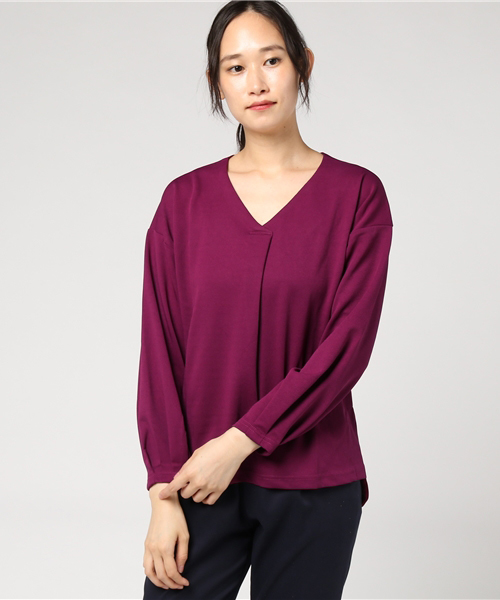 VENCEEXCHANGE（ヴァンスエクスチェンジ）の「ツイル風カットソープルオーバー                    （Tシャツ/カットソー・レディース・オフホワイト/ブラック/ネイビー/パープル・MEDIUM）」の11枚目の写真