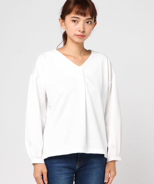 VENCEEXCHANGE（ヴァンスエクスチェンジ）の「ツイル風カットソープルオーバー                    （Tシャツ/カットソー・レディース・オフホワイト/ブラック/ネイビー/パープル・MEDIUM）」の8枚目の写真