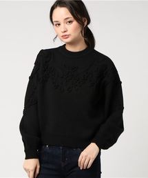 【CLANE(クラネ) 】TAPE EMBROIDERY KNIT TOP