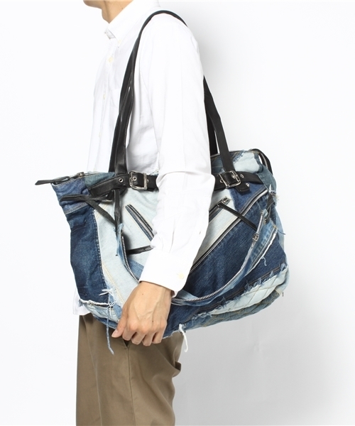 MIDWEST（ミッドウエスト）の「VINTI  ANDREWS バイカートート（トートバッグ・メンズ・ブラック/ブルー・FREE）」の6枚目の写真