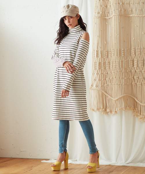 SPIRALGIRL（スパイラルガール）の「★カットオープンショルダーワンピース（ワンピース・レディース・ブラック/その他/杢グレー・FREE）」の5枚目の写真