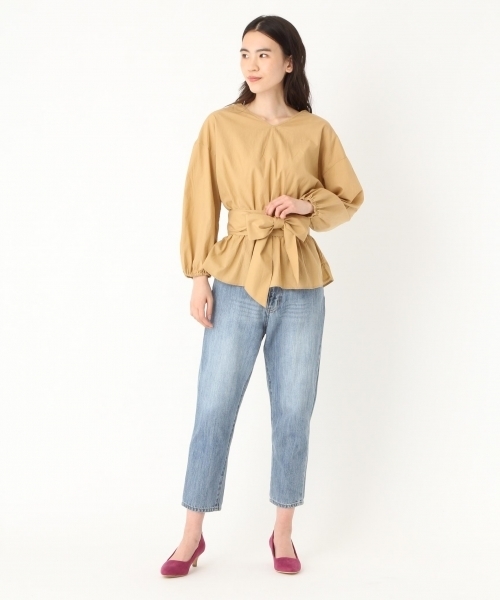 niko and...(ニコアンド)の「オリジナルウエストビックリボンVネックブラウス(シャツ/ブラウス・レディース・ベージュ/ネイビー/オフホワイト・MEDIUM/LARGE)」の20枚目の写真