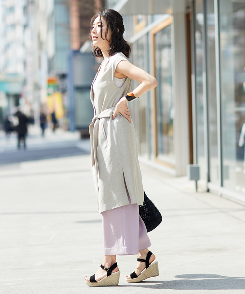 RIVE DROITE（リヴドロワ）の「リネンライクワイドパンツ（その他パンツ・レディース・ベージュ/カーキ/バイオレット・SMALL/MEDIUM）」の4枚目の写真