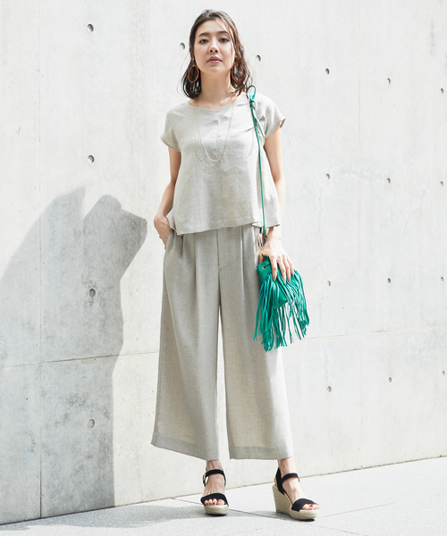 RIVE DROITE（リヴドロワ）の「リネンライクワイドパンツ（その他パンツ・レディース・ベージュ/カーキ/バイオレット・SMALL/MEDIUM）」の9枚目の写真